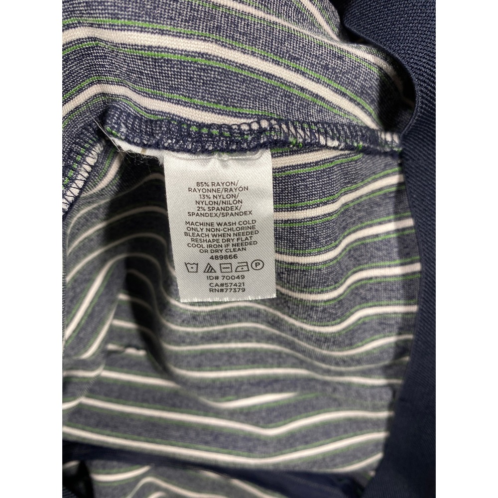 Ann Taylor Striped Flounce Hem Midi Skirt Women M Navy Blue White Green Ruffle - Picture 5 of 7